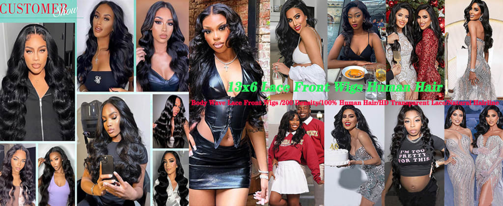Fongly Body Wave Lace Front Wigs Human Hair 13x6 Lace Front Wigs Human Hair 200% Density 26 Inch 13x6 HD Lace Frontal HumanHair Wigs for Black Women With BabyHair