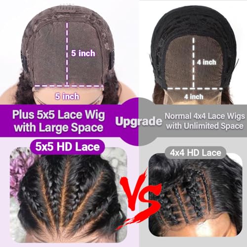 Curly Bob Wig Human Hair 5x5 Wear And Go Glueless Wigs Human Hair Pre Plucked Pre Cut Deep Wave Lace Front Closure Wigs For Black Women 200 Density Curly Wig Glueless Wear And Go Black 12 Inch
