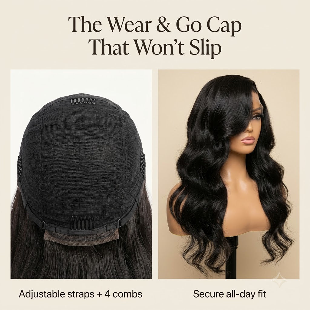 Wear and go cap 13x6 body wave wig