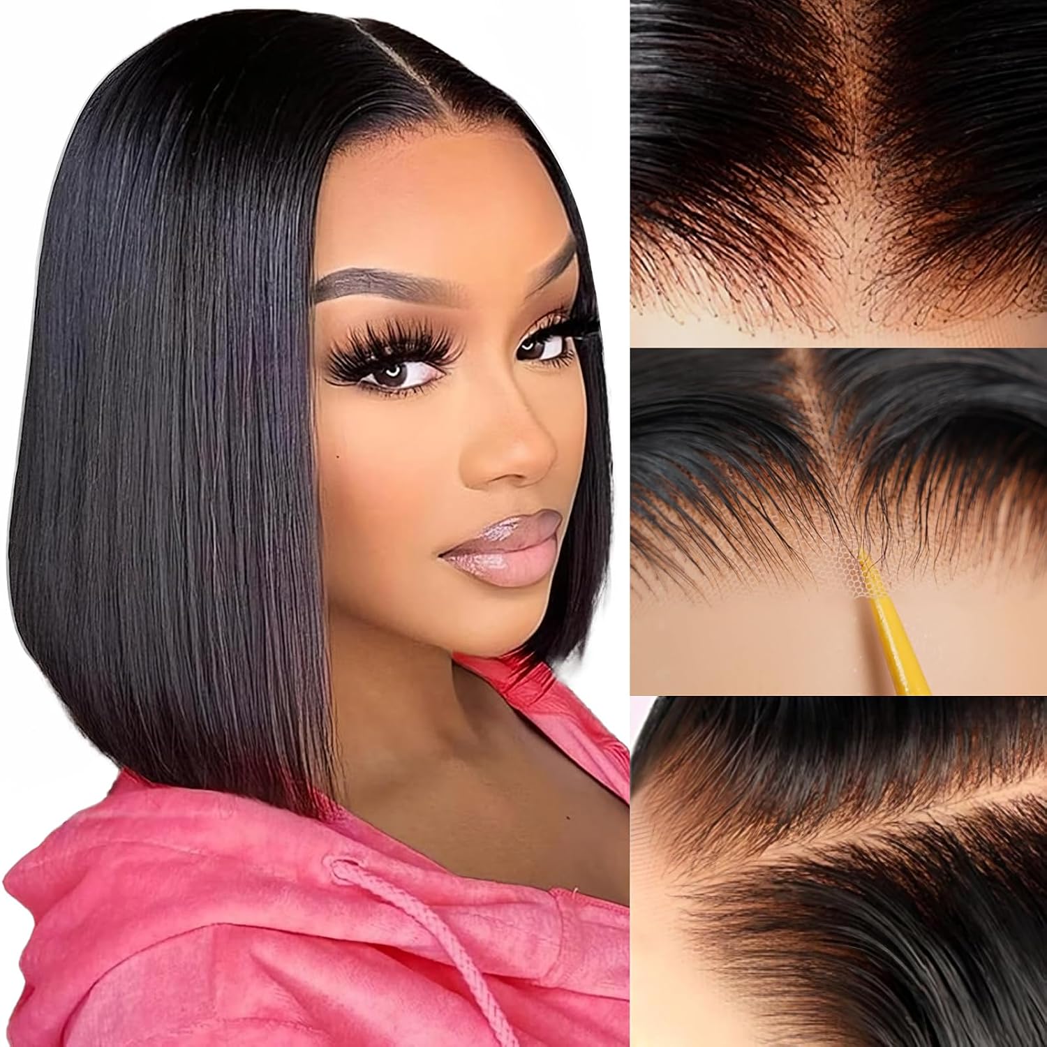ZHENGON Glueless Bob Wig Human Hair Pre Plucked Pre Cut Wear and Go Bob Wig | 6x4 HD Straight Lace Closure Wigs Human Hair 150% Density Short Wigs for Women 12Inch