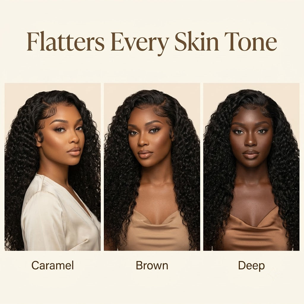 Deep wave wig flatters every skin tone
