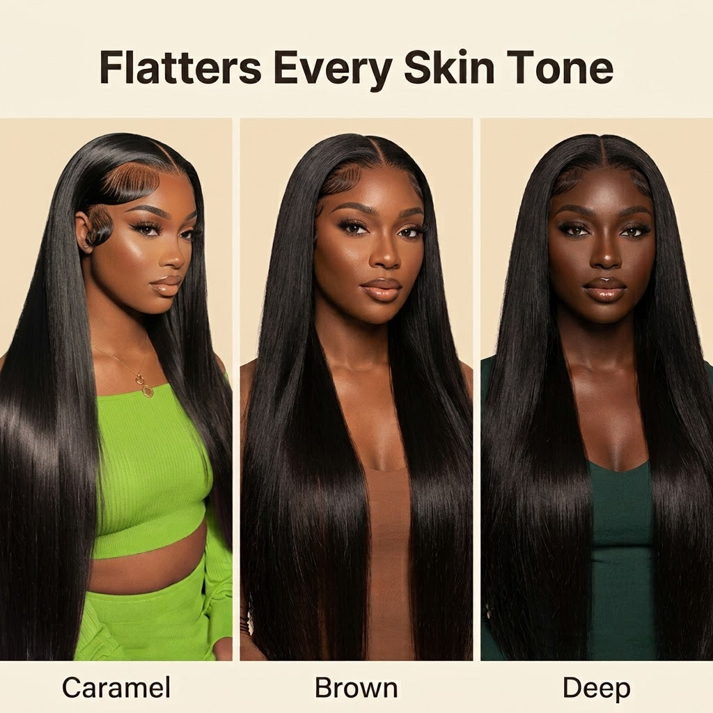 Straight wig flatters every skin tone