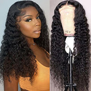 Deep Wave Lace Front Wigs Human Hair 180% Density 18 Inch | 4x4 HD Transparent Lace Closure, Glueless with Baby Hair, Pre Plucked Natural Hairline for Women