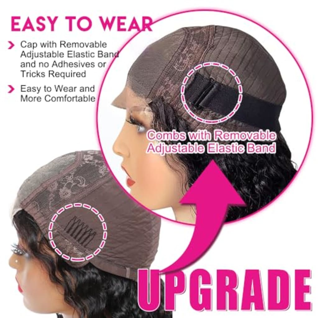 Deep Wave Lace Front Wigs Human Hair 180% Density 18 Inch | 4x4 HD Transparent Lace Closure, Glueless with Baby Hair, Pre Plucked Natural Hairline for Women