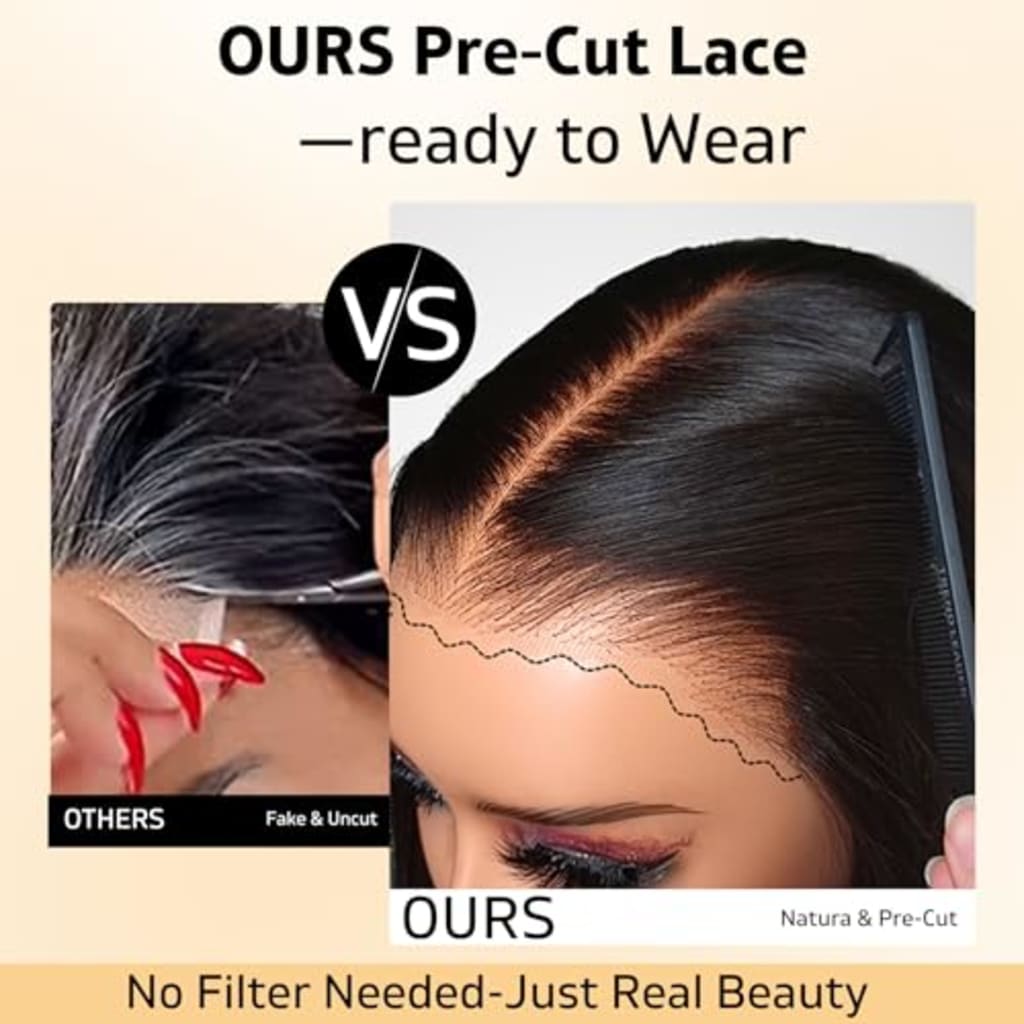 6x4 HD Lace Front Glueless Wigs Human Hair Pre Plucked Pre Cut | Wear and Go Drawstring Straight Human Hair Wigs 220% Density 12 Inch Natural Black