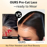 6x4 HD Lace Front Glueless Wigs Human Hair Pre Plucked Pre Cut | Wear and Go Drawstring Straight Human Hair Wigs 220% Density 12 Inch Natural Black