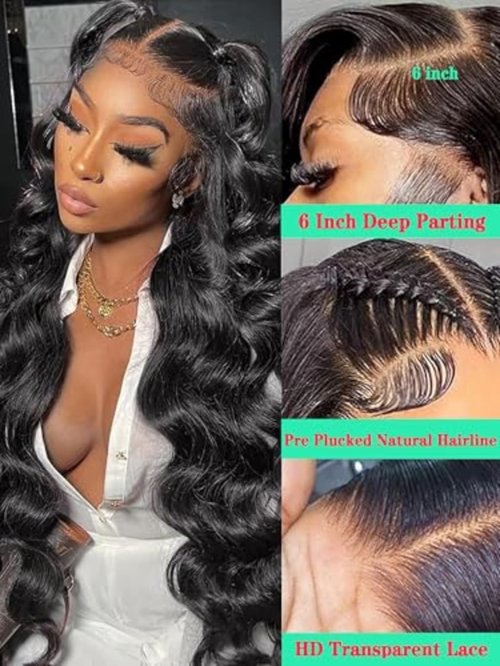 Fongly Body Wave Lace Front Wigs Human Hair 13x6 Lace Front Wigs Human Hair 200% Density 26 Inch 13x6 HD Lace Frontal HumanHair Wigs for Black Women With BabyHair