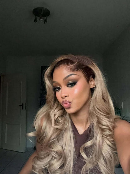 Tuneful Professional Toned Ombre Ash Blonde Mixed Dirty Blonde Human Hair Wigs Glueless Wigs